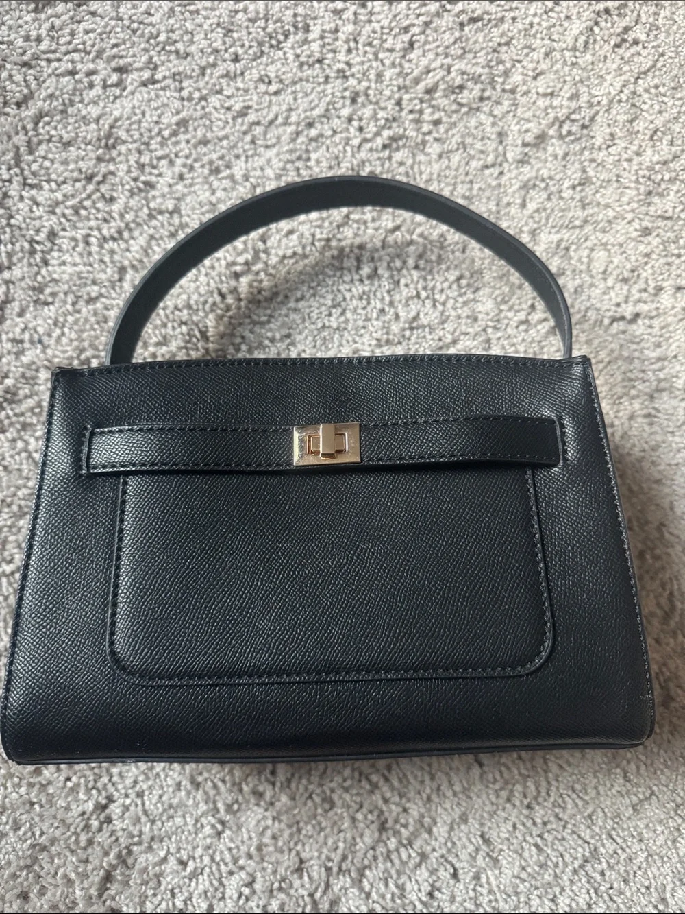 MOTF Black Top-Handle Satchel with Gold Hardware
